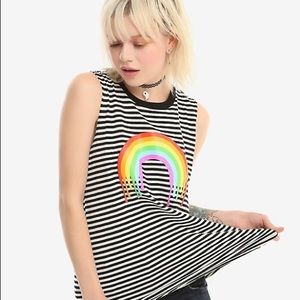 Hot Topic Striped Dripping Rainbow Tank